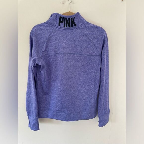 PINK VICTORIA'S SECRET BLUE PURPLE 1/4 ZIP UP SOFTSHELL SWEATER SZ large - Picture 6 of 6